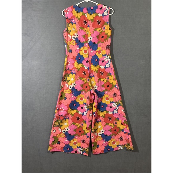 Handmade Jumpsuit Floral Mod 70's Style Womens M Hippie Dopamine Vintage?? - Picture 5 of 12
